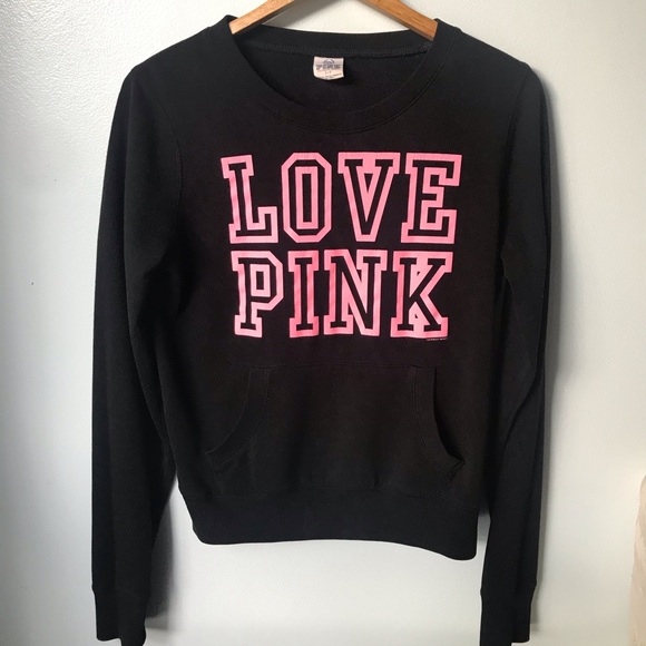 PINK Victoria's Secret Sweaters - LOVE PINK VS Crew Neck Sweater Black